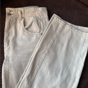 NEW We The Free Free People Jeans Womens‎ 31 Cream Aster Straight Baggy